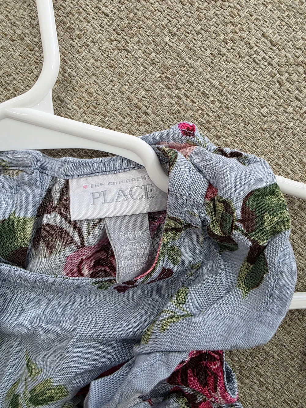 The Children's Place Light Blue Floral Ruffle Tank - Pink Rose Print